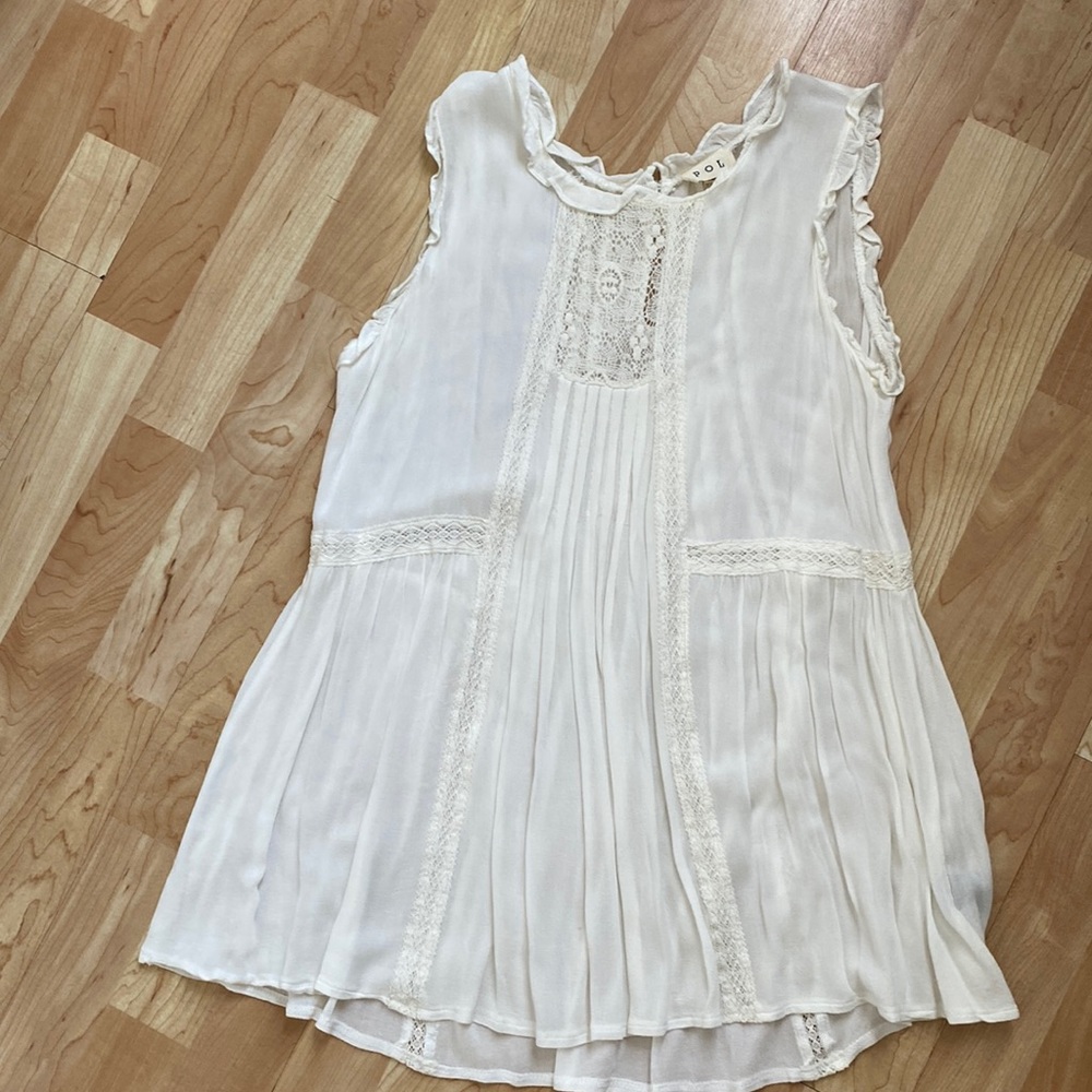 POL sleeveless lace tank tunic Sezane Doen style